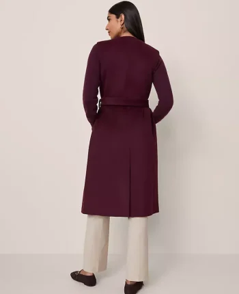 Ann Taylor Jackets And Blazers|Petite Jackets And Blazers|Petite Belted Trench Vest Poised Plum