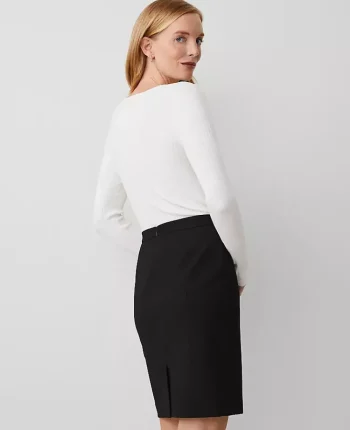 Ann Taylor Petite Skirts|Petite Bi-Stretch Seamed Pencil Skirt Black