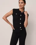 Ann Taylor Sweaters|All Sweaters|Petite Boucl&eacute; Sweater Vest Black