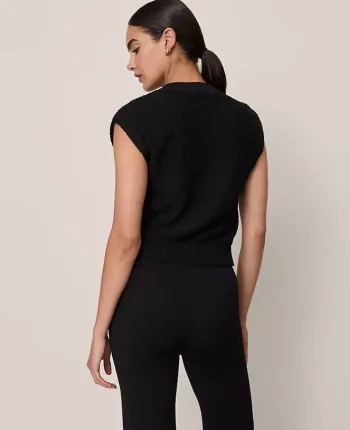 Ann Taylor Sweaters|All Sweaters|Petite Boucl&eacute; Sweater Vest Black