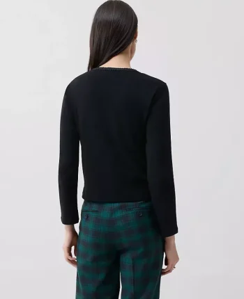 Ann Taylor Tops And Blouses|Petite Braid Trim Knit Jacket Black