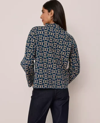 Ann Taylor Sweaters|All Sweaters|Petite Chain Link Print Sweater Moonlit Backdrop