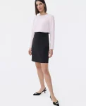 Ann Taylor Petite Dresses|Petite Suits|Petite Colorblock Crew Neck Shift Dress Ivory Whisper