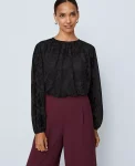 Ann Taylor Tops And Blouses|Petite Crew Neck Shirred Blouse Black