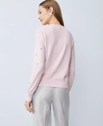 Ann Taylor Sweaters|All Sweaters|Petite Crystal Embellished Ann Cardigan Faint Lilac