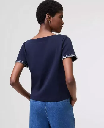 Ann Taylor New Petite Styles|Petite Denim Trim Jacket Night Sky