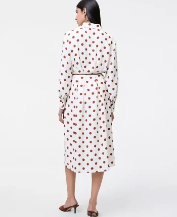 Ann Taylor Petite Dresses|New Petite Styles|Petite Dotted Satin Midi Shirtdress Tortoise Shell