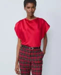 Ann Taylor Tops And Blouses|Petite Draped Satin Blouse Jewel Red