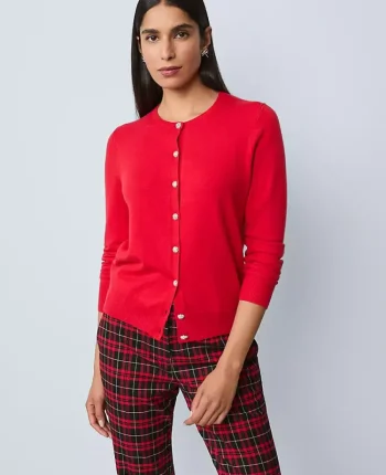 Ann Taylor Sweaters|All Sweaters|Petite Embellished Ann Cardigan Iconic Red