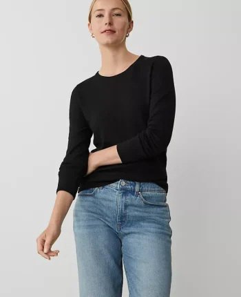 Ann Taylor Sweaters|All Sweaters|Petite Essential Crew Neck Sweater Black