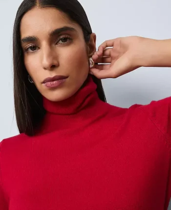 Ann Taylor Sweaters|All Sweaters|Petite Essential Turtleneck Sweater Jewel Red