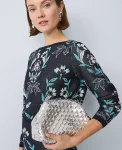 Ann Taylor Sweaters|All Sweaters|Petite Floral Jacquard Boatneck Sweater Night Sky