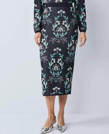 Ann Taylor Skirts|Sweaters|Petite Floral Jacquard Sweater Skirt Night Sky