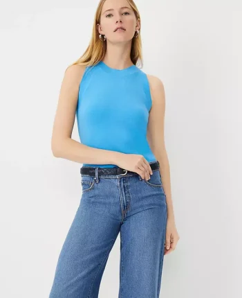 Ann Taylor Petite Sweaters|Petite Halter Sweater Shell Cerulean Blue