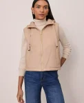 Ann Taylor Jackets And Blazers|Petite Jackets And Blazers|Petite Hooded Puffer Vest Cafe Au Lait