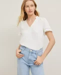 Ann Taylor Tops And Blouses|Petite Lace Trim Mixed Media Top Winter White