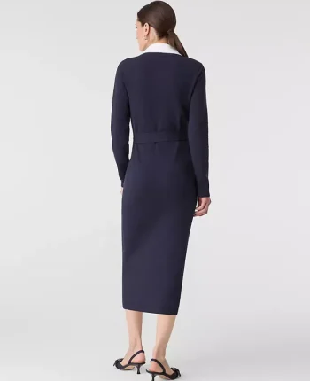 Ann Taylor Petite Sweaters|Petite Dresses|Petite Layered Belted Sweater Midi Dress Night Sky