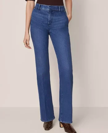 Ann Taylor Petite Jeans|Petite Mid Rise Boot Jean In Metropolitan Wash Clean Dark Wash