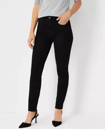 Ann Taylor Petite Jeans|Petite Mid Rise Skinny Jeans In Jet Black Wash