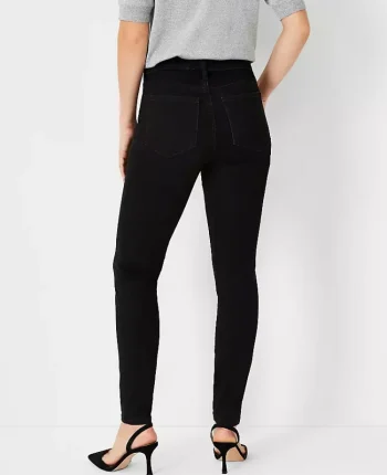 Ann Taylor Petite Jeans|Petite Mid Rise Skinny Jeans In - Curvy Fit Jet Black Wash
