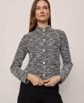 Ann Taylor Tops And Blouses|Petite Mock Neck Cardigan Black Multi