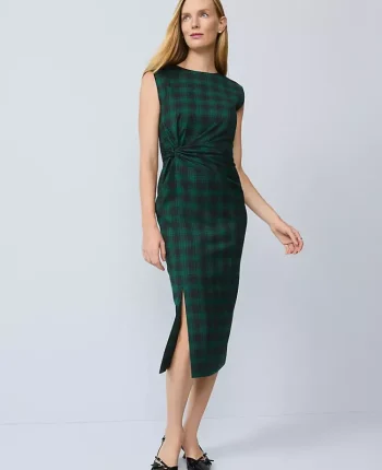 Ann Taylor Suits|Suits|Petite Plaid Twist Sheath Dress Ponderosa Pine