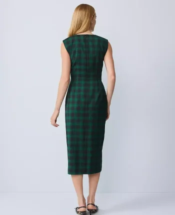 Ann Taylor Suits|Suits|Petite Plaid Twist Sheath Dress Ponderosa Pine