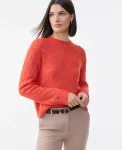 Ann Taylor Petite Sweaters|New Petite Styles|Petite Pointelle Crew Neck Sweater Fiery Sunset