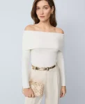 Ann Taylor Sweaters|All Sweaters|Petite Ribbed Off-The-Shoulder Sweater Winter White