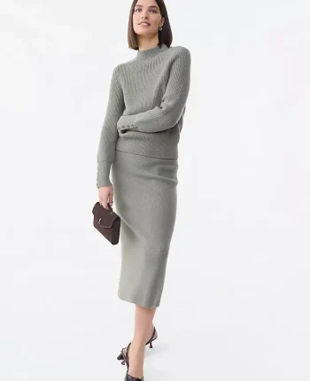 Ann Taylor Petite Skirts|New Petite Styles|Petite Ribbed Sweater Skirt Dried Moss