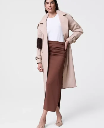 Ann Taylor Petite Skirts|New Petite Styles|Petite Ruched Knit Column Skirt French Press