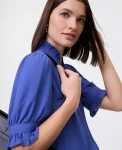 Ann Taylor New Petite Styles|Petite Ruffle Collar Blouse Electric Periwinkle