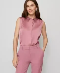 Ann Taylor Tops And Blouses|Petite Shirred Sleeveless Shirt Smokey Rose