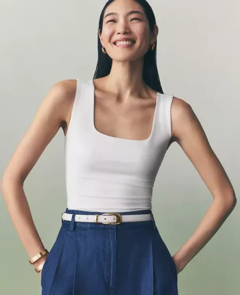 Ann Taylor Tops And Blouses|Petite Square Neck Tank Top Winter White