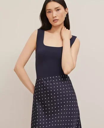 Ann Taylor Tops And Blouses|Petite Square Neck Tank Top Night Sky