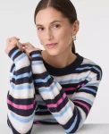 Ann Taylor Petite Sweaters|Petite Striped Crew Neck Sweater Sugar Plum