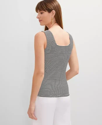 Ann Taylor Tops And Blouses|Petite Striped Square Neck Tank Top Black