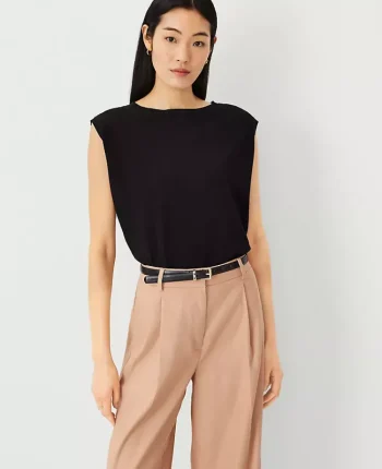 Ann Taylor Petite Sweaters|Petite Wedge Sweater Shell Black