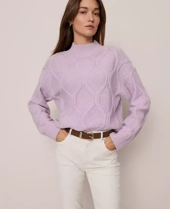 Ann Taylor Sweaters|All Sweaters|Petite Weekend Collection Cable Sweater Lavender Frost