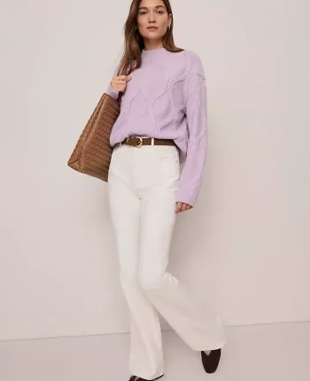 Ann Taylor Sweaters|All Sweaters|Petite Weekend Collection Cable Sweater Lavender Frost