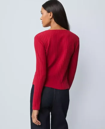 Ann Taylor Petite Weekend|Petite Weekend|Petite Weekend Collection Crew Neck Cardigan Jewel Red
