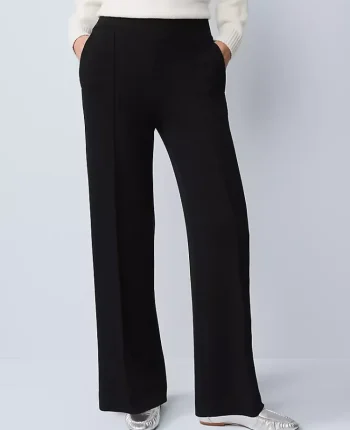 Ann Taylor Pants|Petite Pants|Petite Weekend Collection Easy Wide Leg Pant In Scuba Black