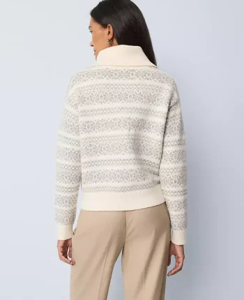 Ann Taylor Sweaters|All Sweaters|Petite Weekend Collection Fair Isle Polo Sweater Neutral Multi