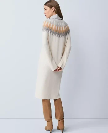 Ann Taylor Petite Sweaters|Dresses|Petite Weekend Collection Fair Isle Sweater Midi Dress Grey