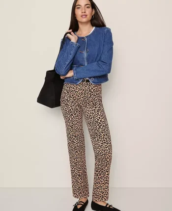 Ann Taylor Pants|Petite Pants|Petite Weekend Collection High Rise Corduroy Pant In Animal Print Cafe Au Lait