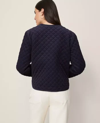 Ann Taylor Jackets And Blazers|Petite Jackets And Blazers|Petite Weekend Collection Quilted Jacket Night Sky