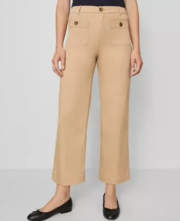 Ann Taylor Pants|Petite Weekend Collection Sateen Patch Pocket Pant Cafe Au Lait