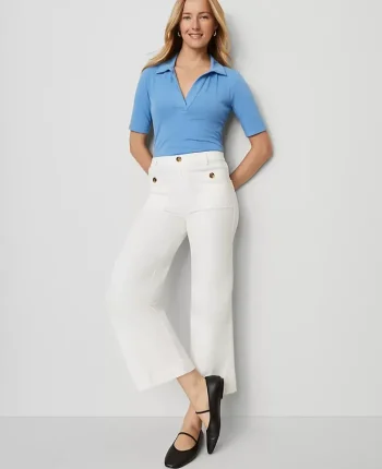 Ann Taylor Pants|Petite Pants|Petite Weekend Collection Sateen Patch Pocket Pant Winter White