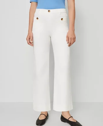 Ann Taylor Pants|Petite Pants|Petite Weekend Collection Sateen Patch Pocket Pant Winter White