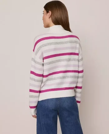 Ann Taylor Sweaters|All Sweaters|Petite Weekend Collection Striped Turtleneck Sweater Dahlia Mauve
